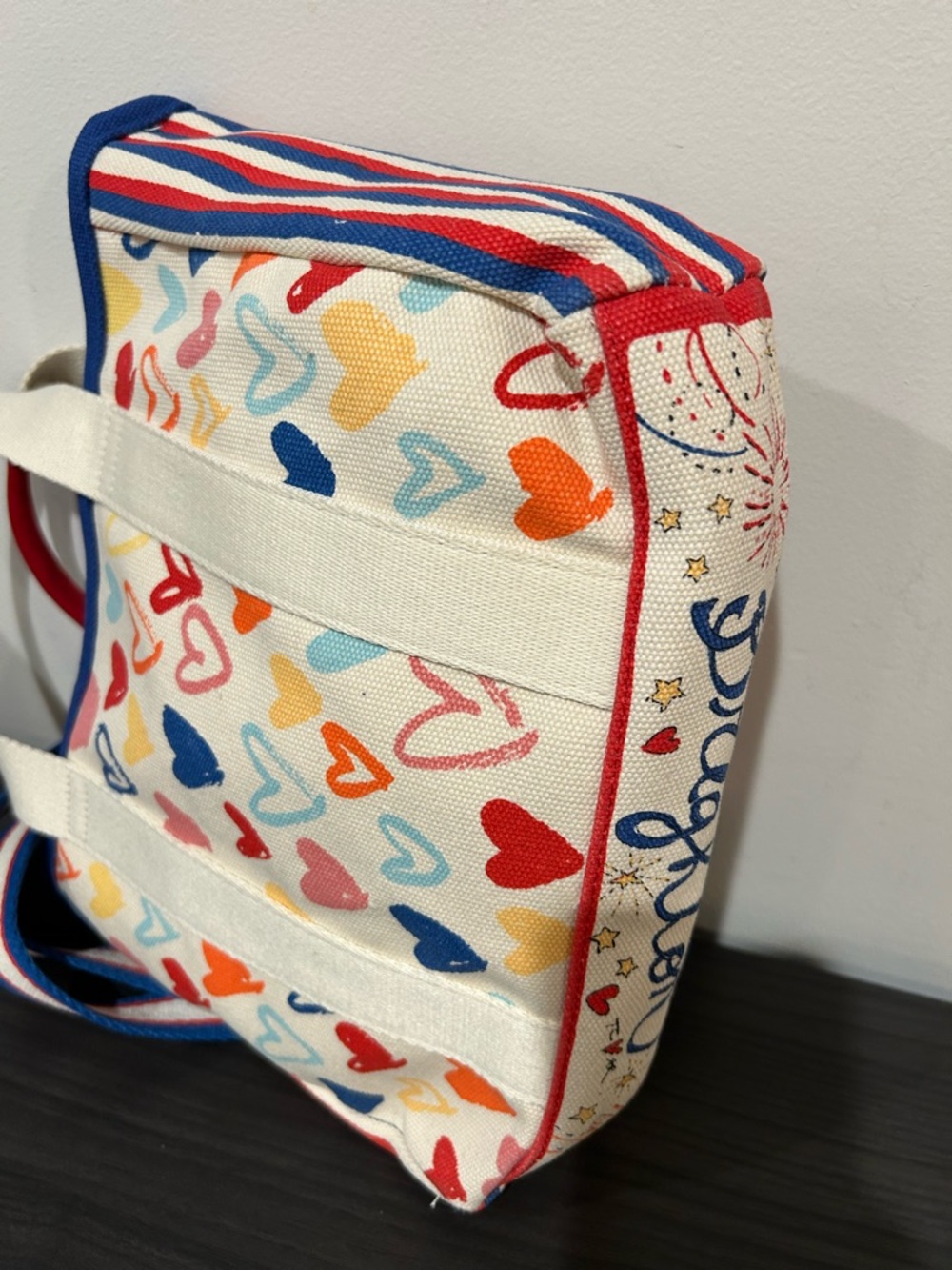 Brighton Red, White and You, Canvas Heart Print Tote, 14x8x3, EUC - Picture 8 of 11